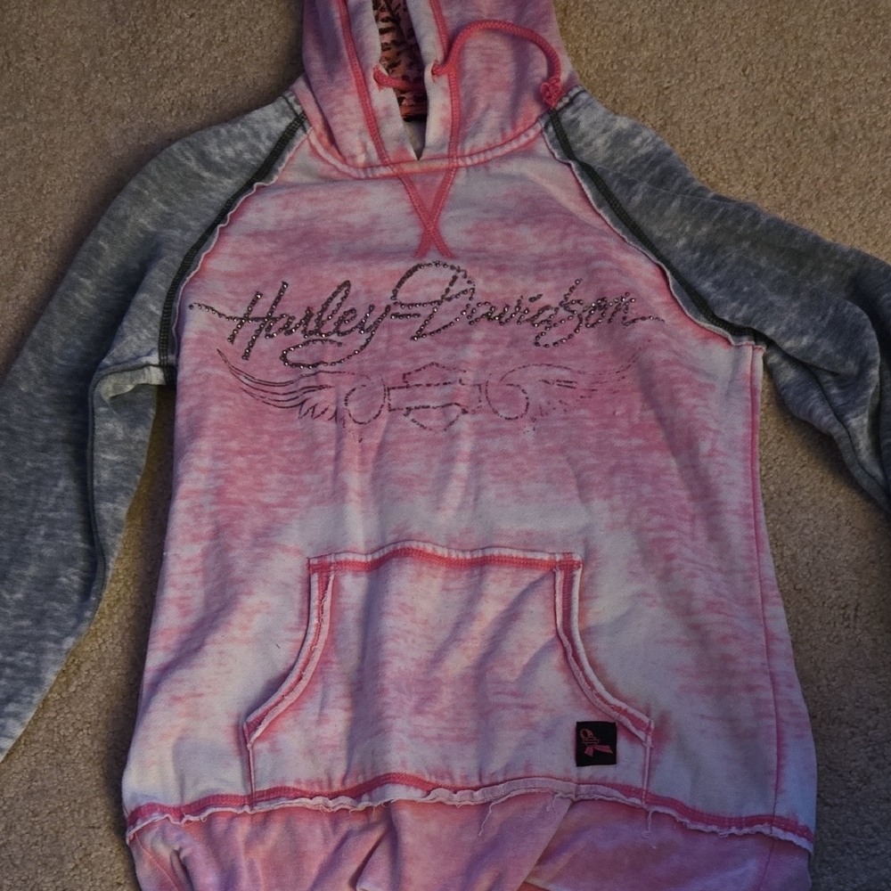 Harley-Davidson Pink and Gray Kids Hoodie